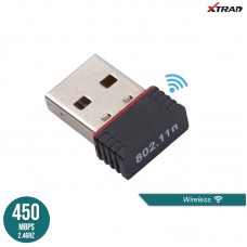 Mini Adaptador Wireless USB 2.4Ghz WPA2 802.11 b/g/n 450Mpbs para Notebook/PC CH0440 Xtrad